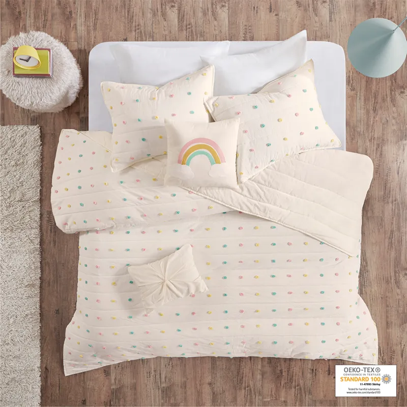 Urban Habitat Kids Callie Pom Pom Cotton Jacquard Quilt Set with Throw Pillows
