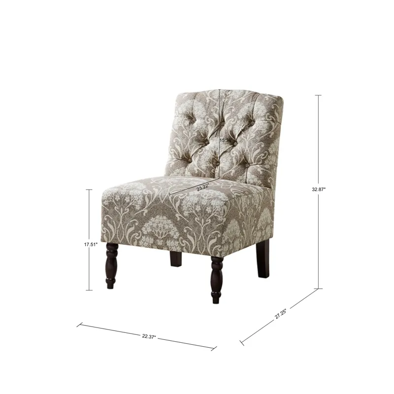 Lola Tufted Armless Chair - Taupe