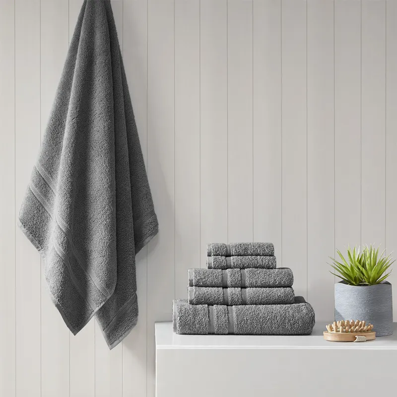 Aegean 100% Turkish Cotton 6 Piece Towel Set - Charcoal
