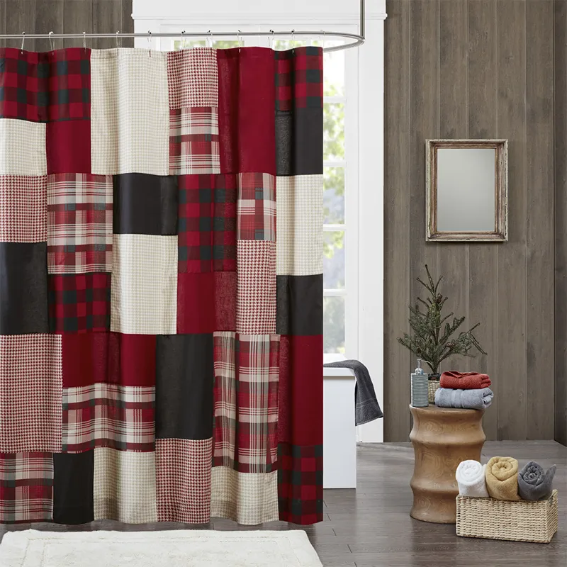 Woolrich Sunset 100% Cotton Shower Curtain - Red