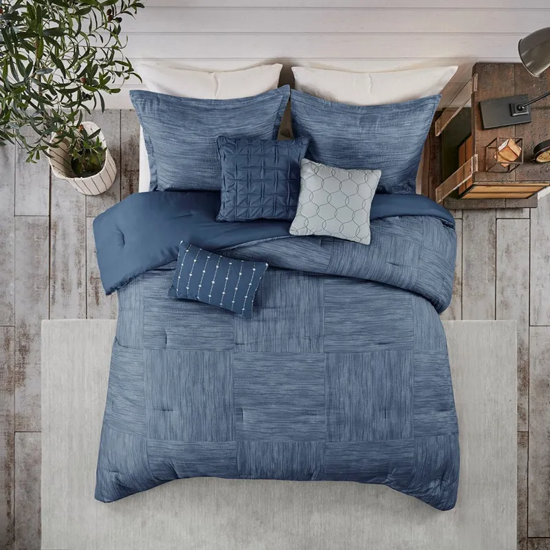 Madison Park Walter 7 Piece Printed Seersucker Comforter Set