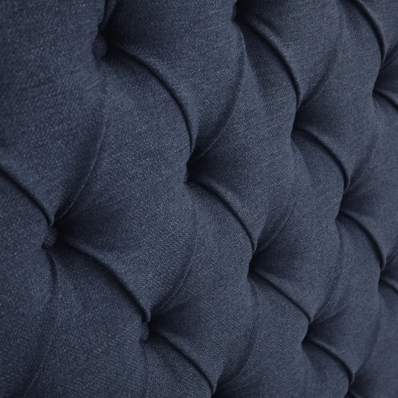 Amelia Queen Upholstered Wingback Headboard with Button Tufting & Nailhead Trim - Navy