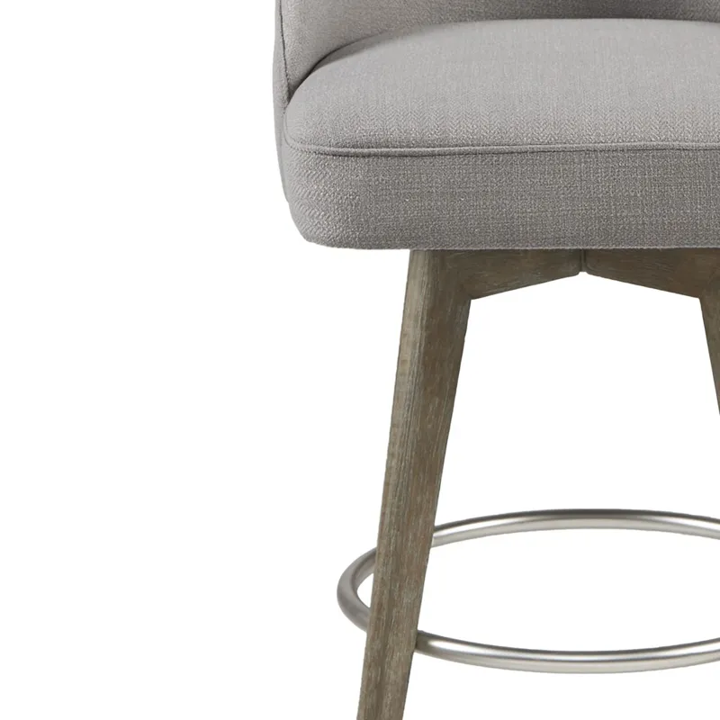 Pearce Pearce Swivel Upholstered Counter Stool with Solid Wood Legs & Metal Footrest - Grey