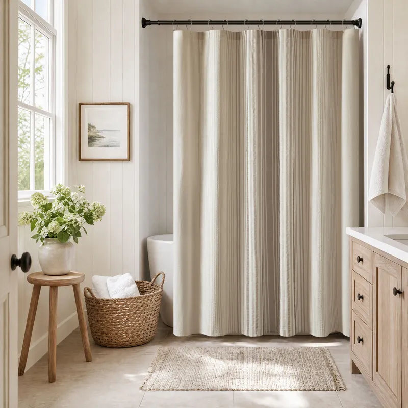 Harbor House Blue Ellery Shower Curtain - Natural