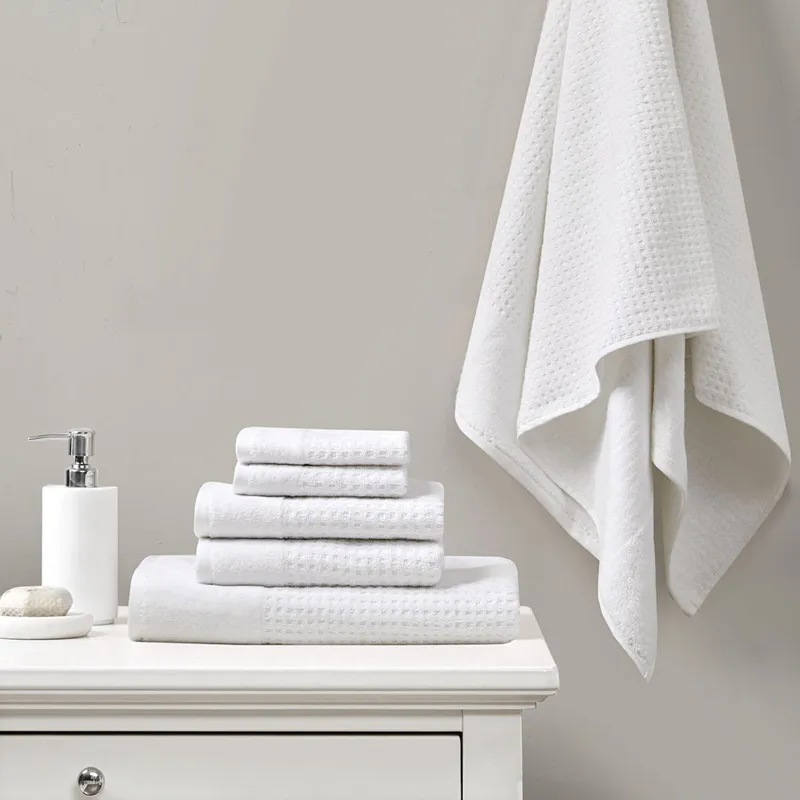 Madison Park Spa Waffle Cotton Jacquard Bath Towel 6 Piece Set