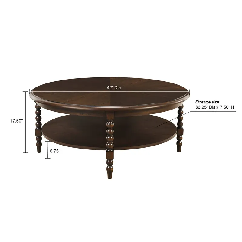 Philippe Round Coffee Table with Shelf - Brown