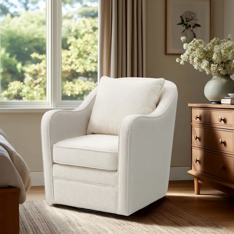 Madison Park Brianne Upholstered Swivel Curved Armchair