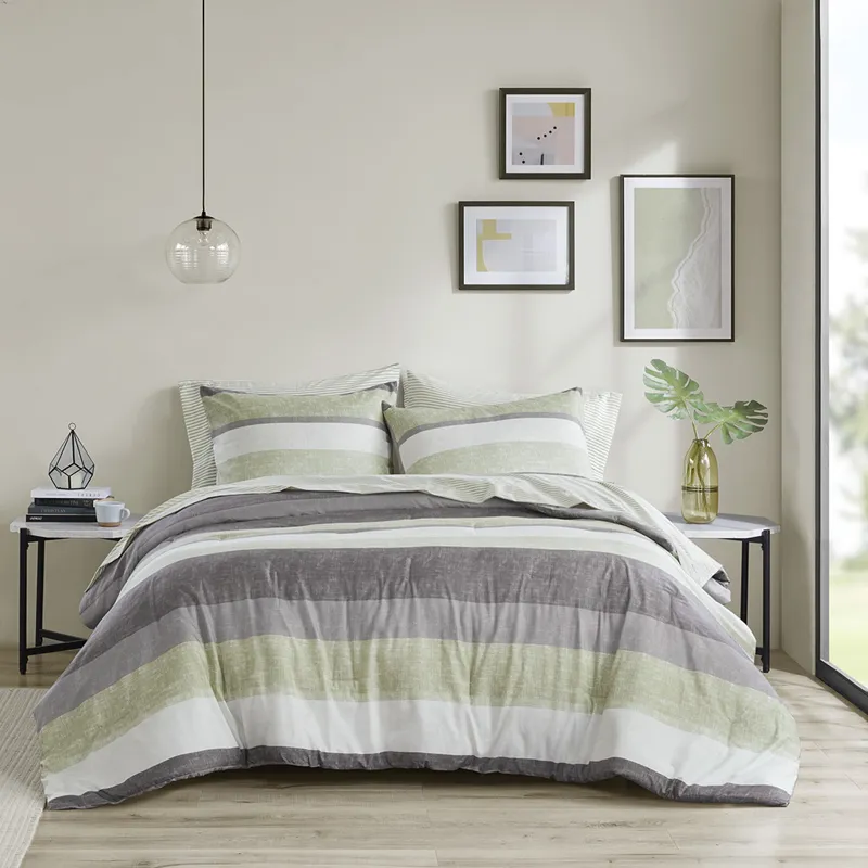 Madison Park Essentials Jaxon Stripe Comforter Set with Bed Sheets