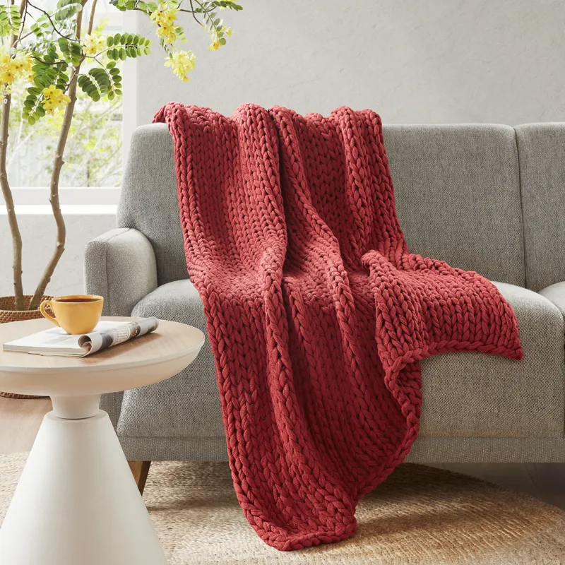Madison Park Chunky Double Knit Handmade Throw Blanket
