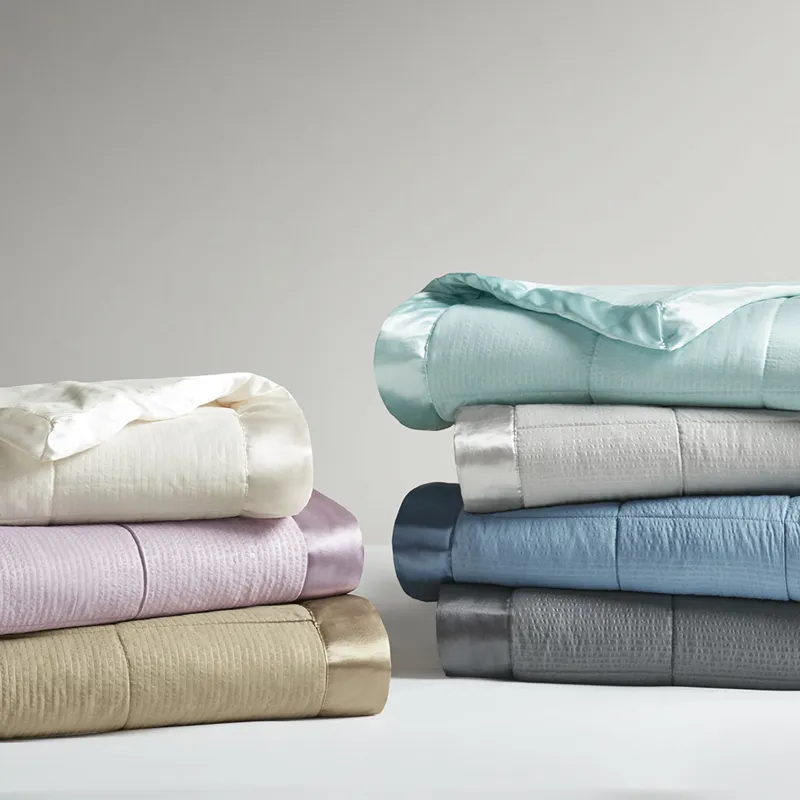Cambria King Oversized Down Alternative Blanket with Satin Trim - Slate Blue