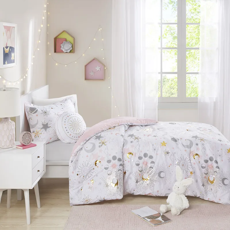 Mi Zone Kids Celia Starry Sky Metallic Comforter Set with Throw Pillow