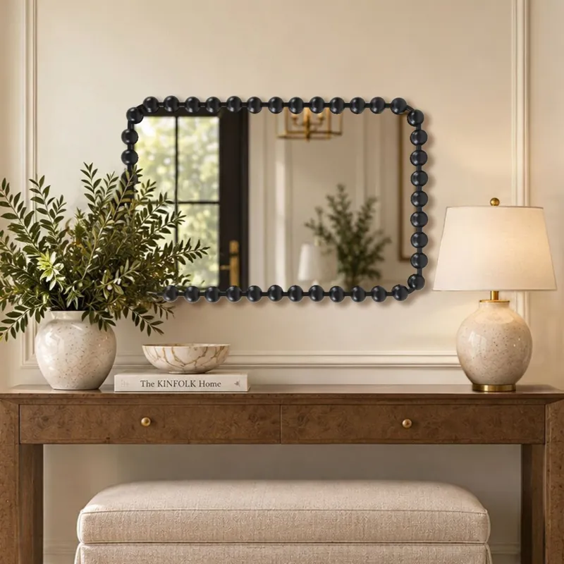 Madison Park Signature Marlowe 24X36 Rounded Rectangle Beaded Wall Mirror