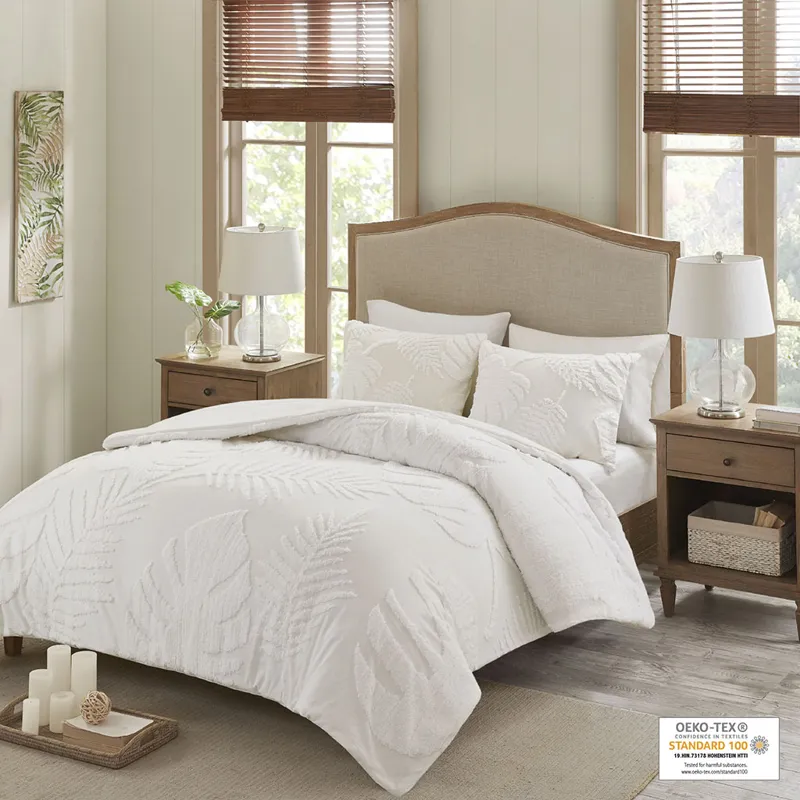 Madison Park Bahari 3 Piece Tufted Cotton Chenille Palm Comforter Set