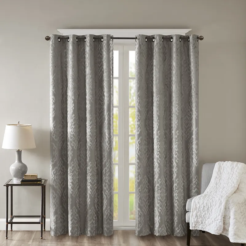 SunSmart Mirage Knitted Jacquard Damask Total Blackout Grommet Top Curtain Panel