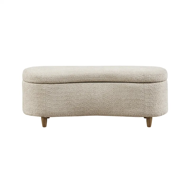 Bailey Boucle Flip Top Storage Bench - Taupe