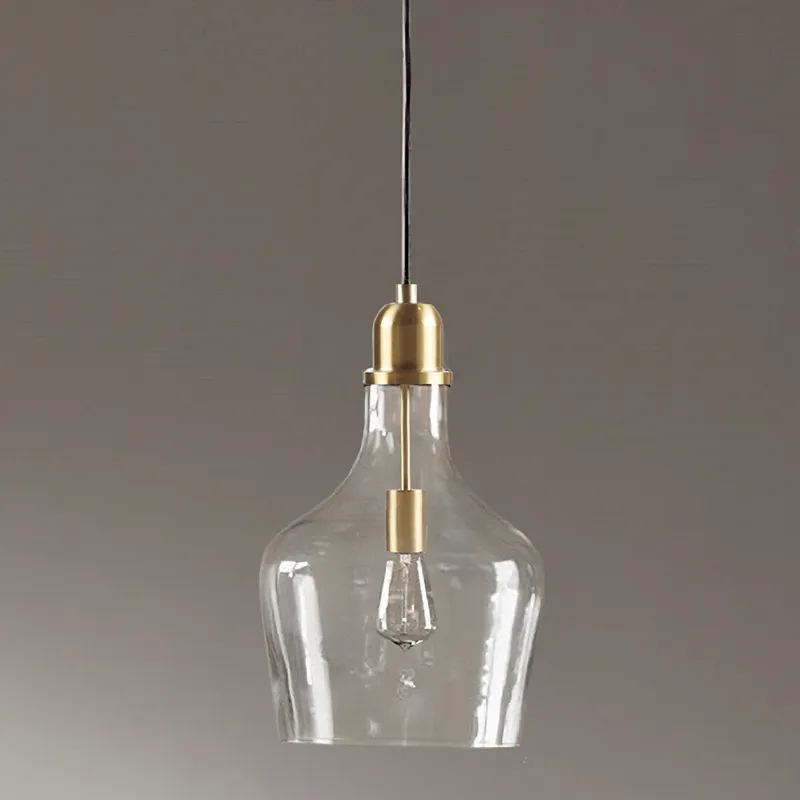 Auburn Bell Shaped Hanging Glass Pendant Light - Gold/Clear