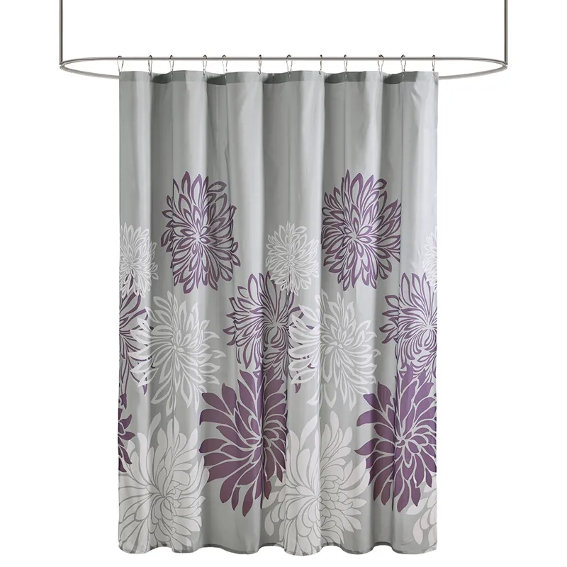 Madison Park Essentials Maible Printed Floral Shower Curtain - Purple