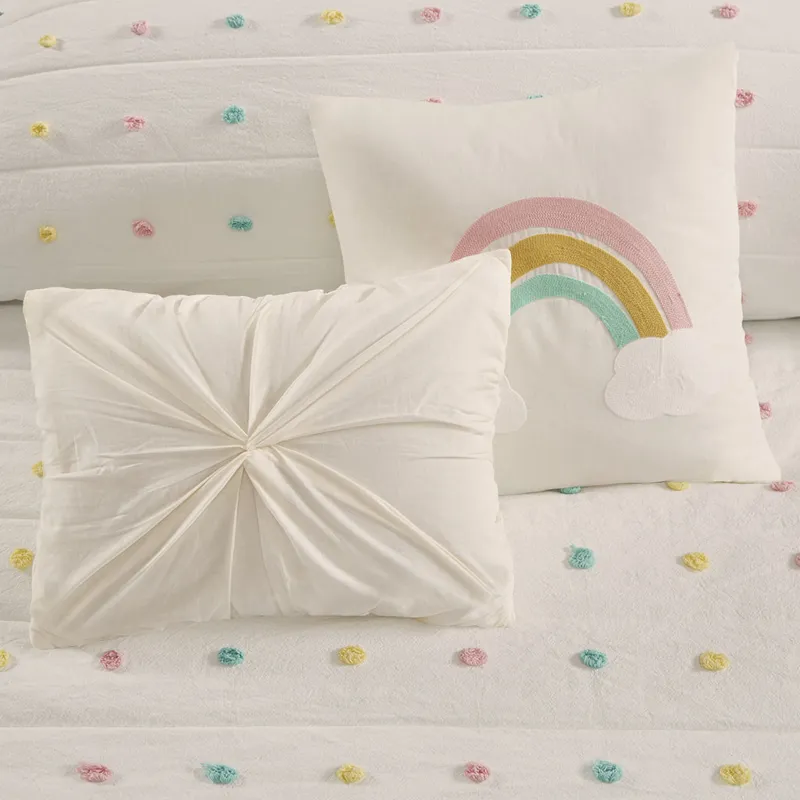 Urban Habitat Kids Callie Pom Pom Cotton Jacquard Quilt Set with Throw Pillows