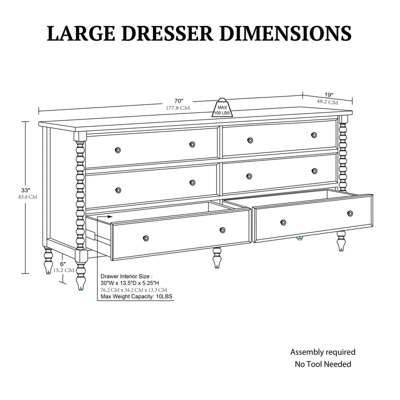 Beckett Large Dresser - Antique Cream