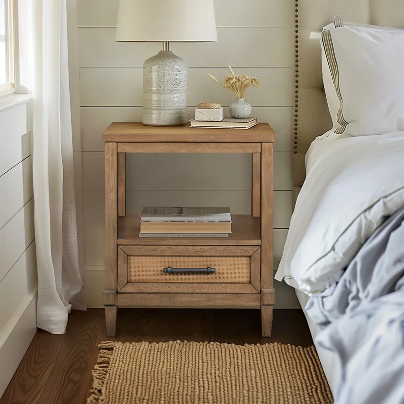 Salina Woven Cane Nightstand - Toasted Almond