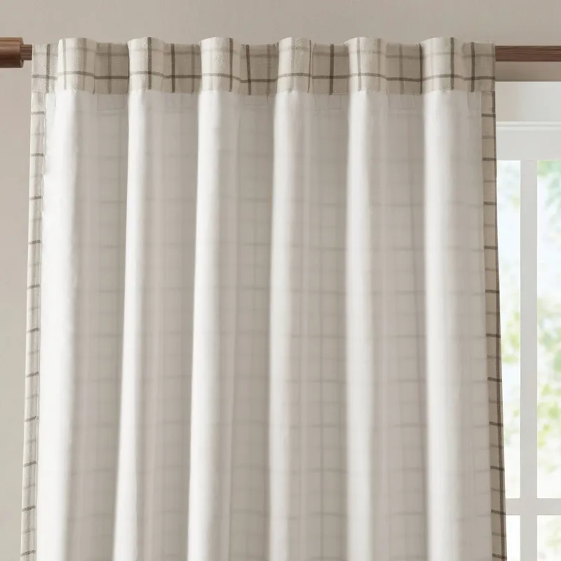 Madison Park Anaheim Plaid Rod Pocket and Back Tab Curtain Panel with Fleece Lining