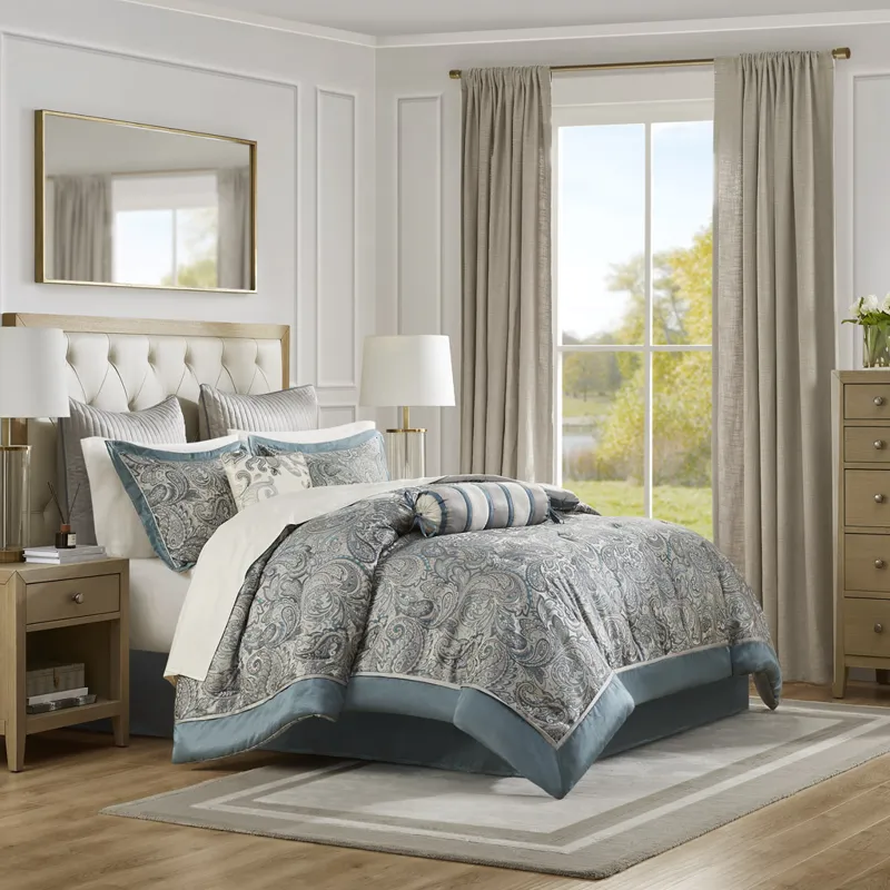Madison Park Aubrey 12 Piece Comforter Set with Cotton Bed Sheets