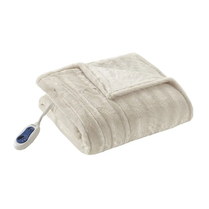 Beautyrest Heated Duke Faux Fur Heated Throw
