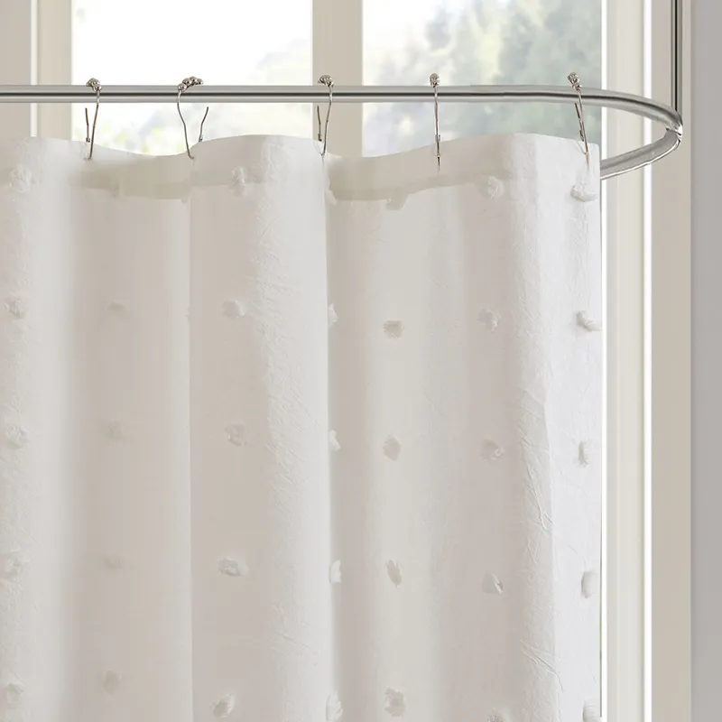 Urban Habitat Brooklyn Cotton Jacquard Pom Pom Shower Curtain