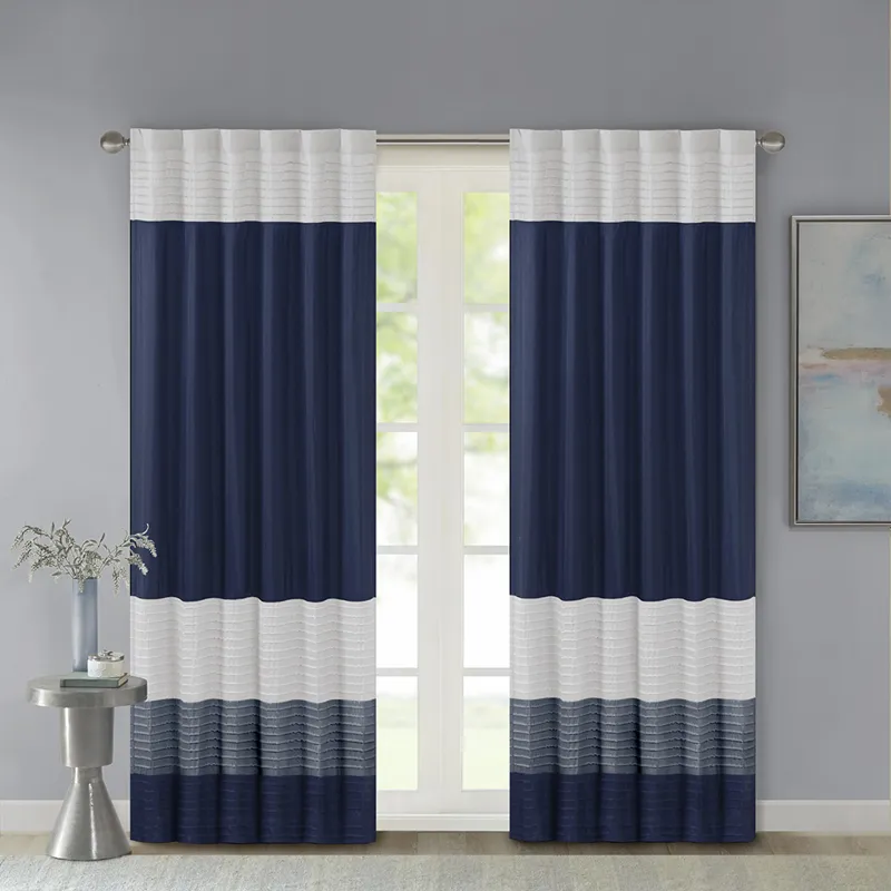 Amherst Polyoni Pintuck Curtain Panel - Navy