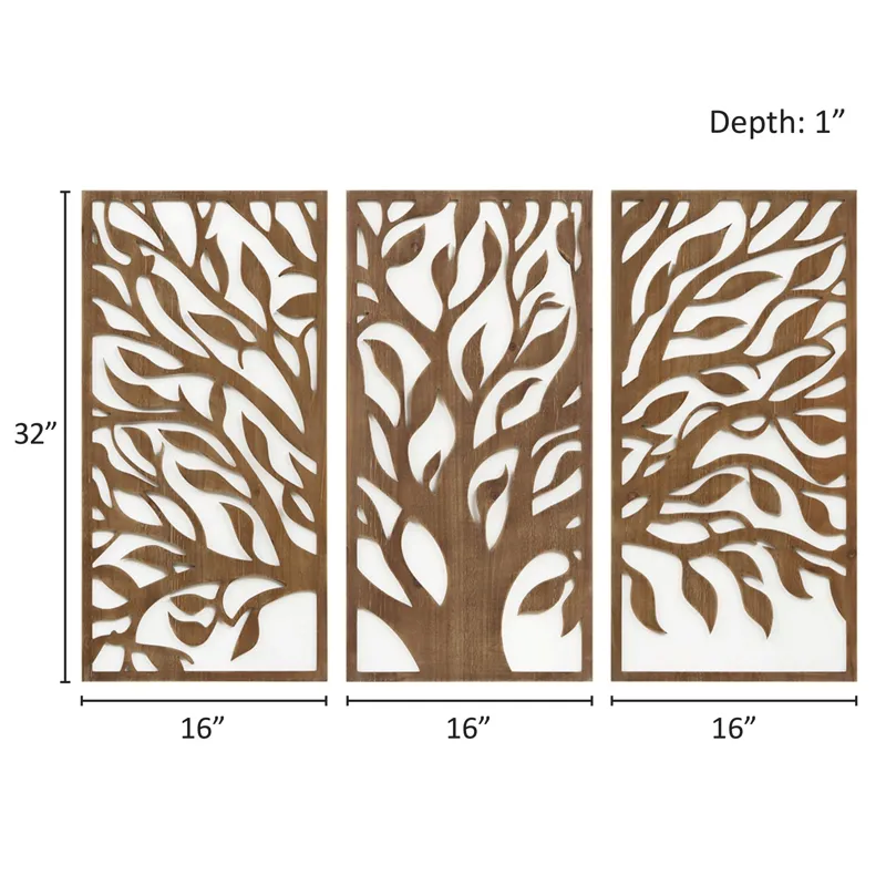 Madison Park Birch Botanical Two-tone Wood Panel Wall Décor Set