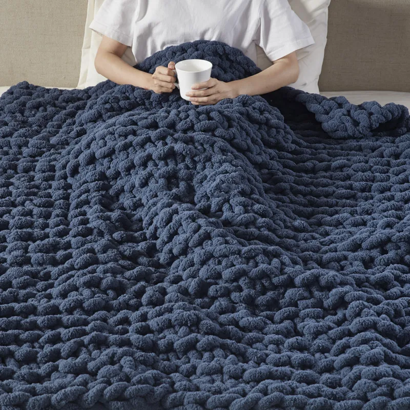 Madison Park Chenille Chunky Knit Throw