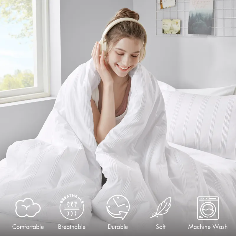 Super Listing Logan Striped Reversible Pintuck Pleated Comforter Set