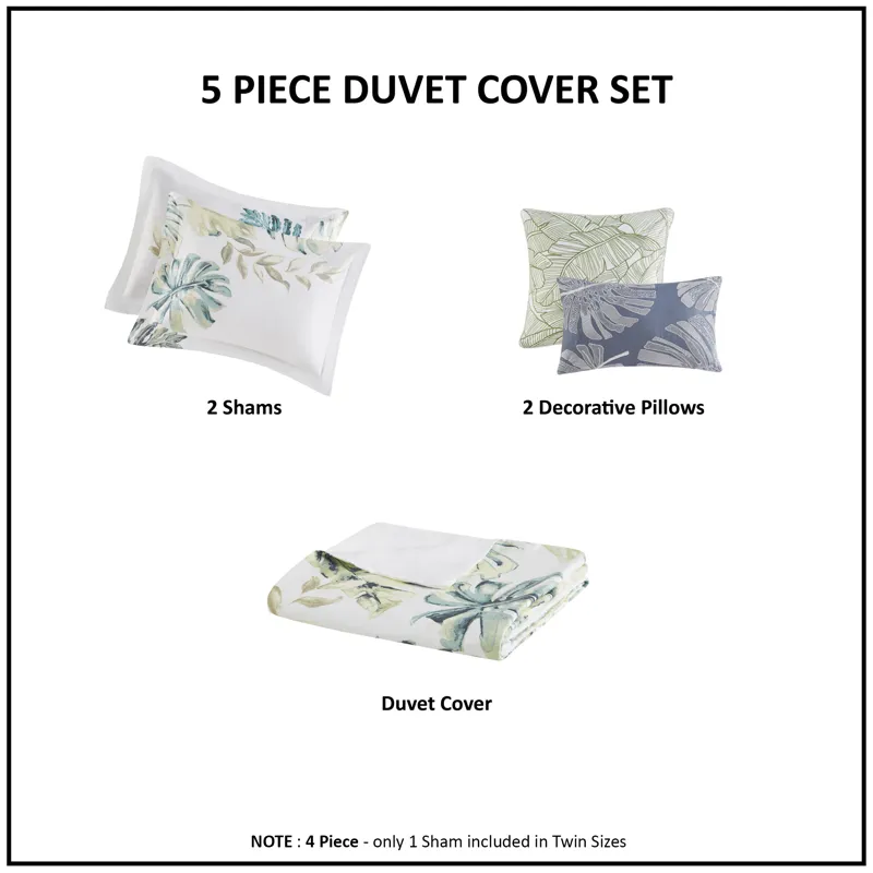 Harbor House Blue Lorelai Cotton Printed 5 Piece Duvet Cover Set