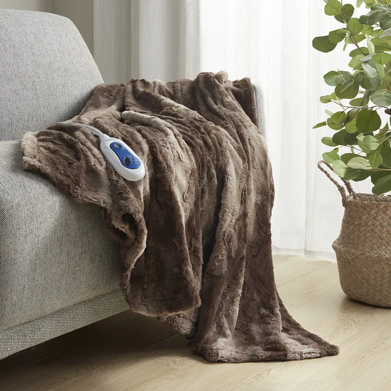 Beautyrest Zuri Oversized Faux Fur Heated Throw