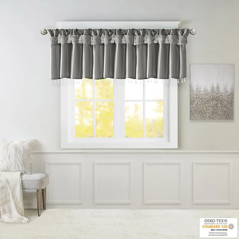 Madison Park Emilia Lightweight Faux Silk Valance With Beads