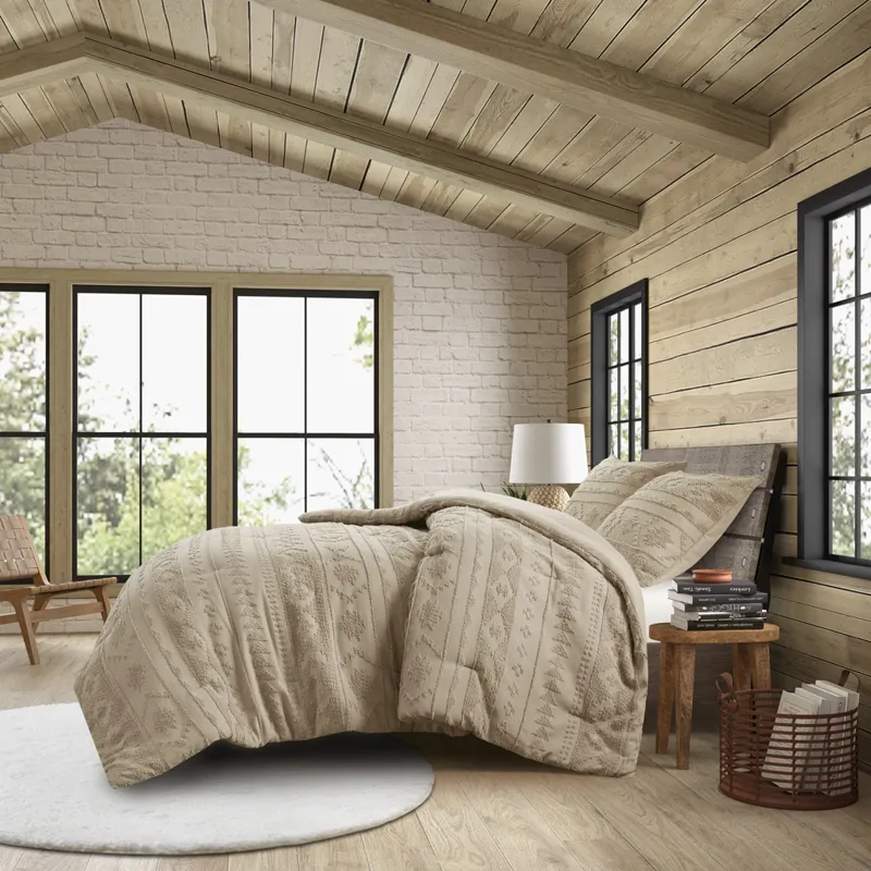 Breckenridge Full/Queen Chenille Oversized Comforter Set - Tan