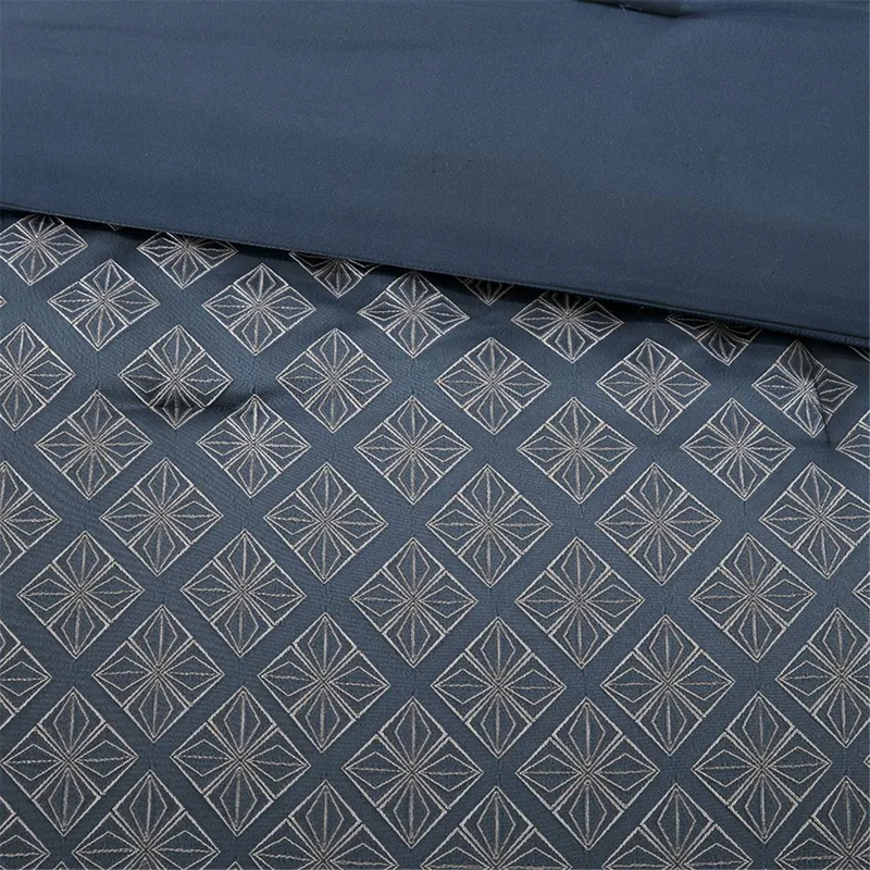 Biloxi Full/Queen 6 Piece Jaquard Duvet Cover Set - Navy