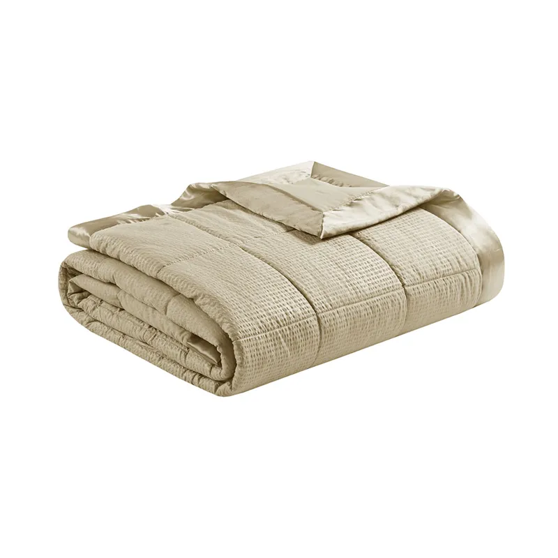 Cambria Full/Queen Oversized Down Alternative Blanket with Satin Trim - Taupe