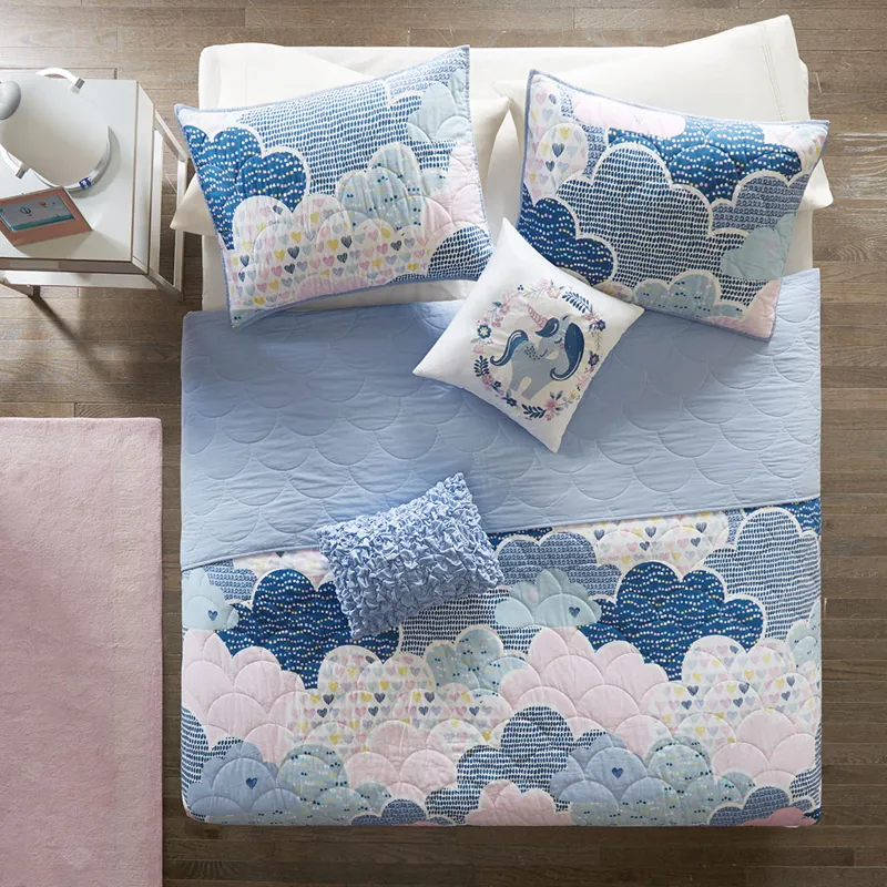 Urban Habitat Kids Cloud  Reversible Cotton Quilt Set with Throw Pillows
