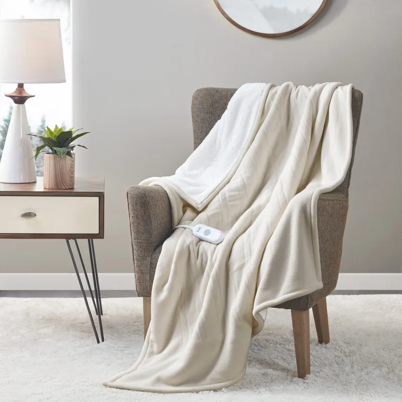 Serta Fleece to Sherpa Heated Throw