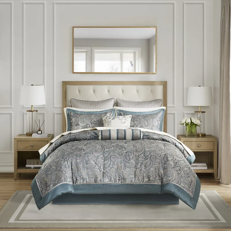 Madison Park Aubrey 12 Piece Comforter Set with Cotton Bed Sheets