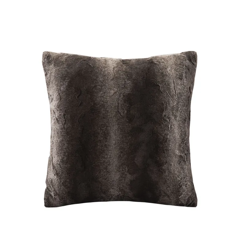 Zuri Faux Fur Square Pillow - Brown