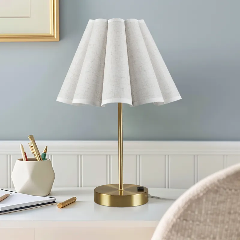 Chique Tap-Control and Dimmable Accent Table Lamp with Power Outlet - Gold