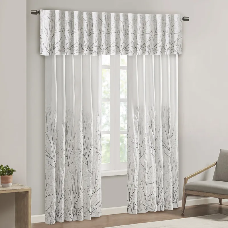 Madison Park Andora Faux Silk Embroidered Window Valance