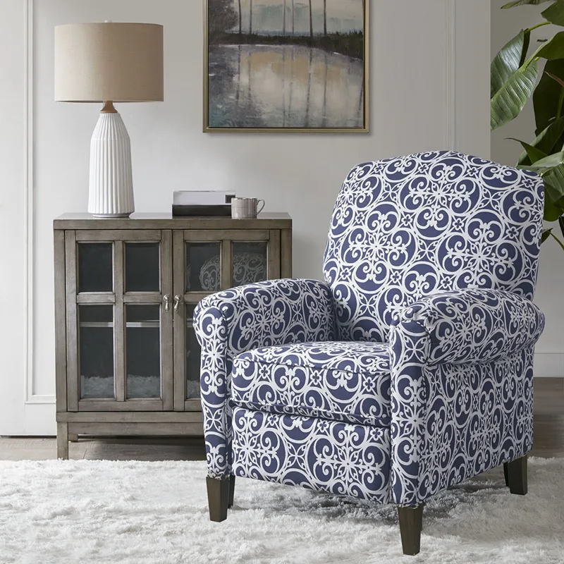 Kirby Push Back Recliner - Navy Multi