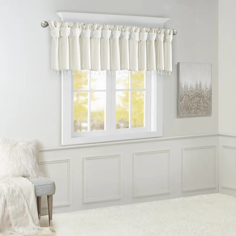 Madison Park Emilia Lightweight Faux Silk Valance With Beads