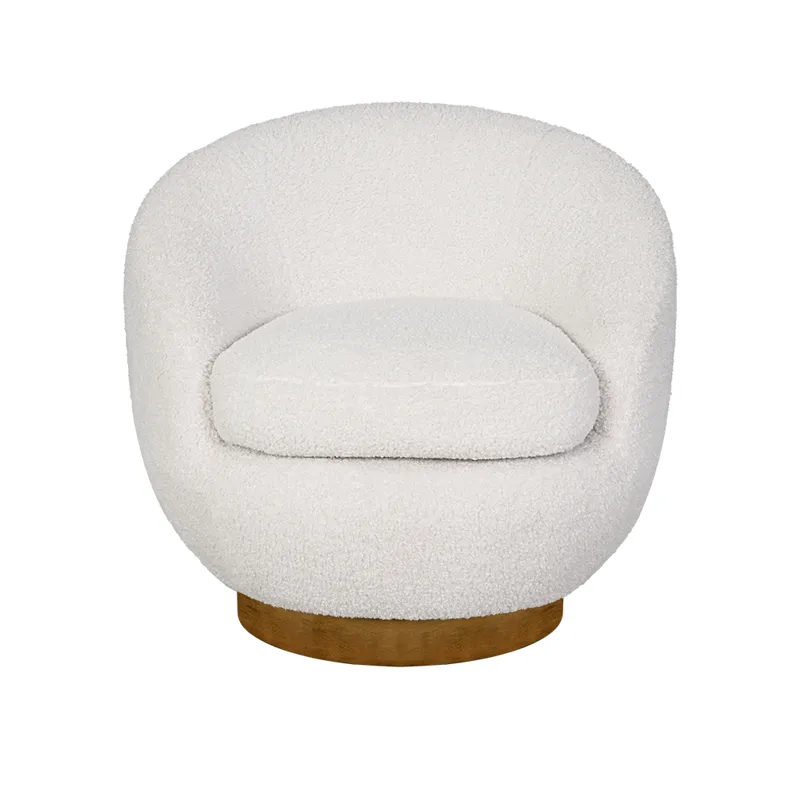 Jessel Shearling Sherpa Swivel Chair with Wood Base - Cream