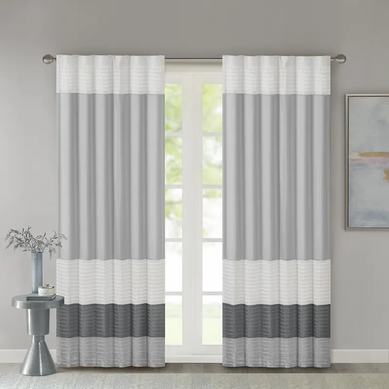 Amherst Polyoni Pintuck Curtain Panel - Grey