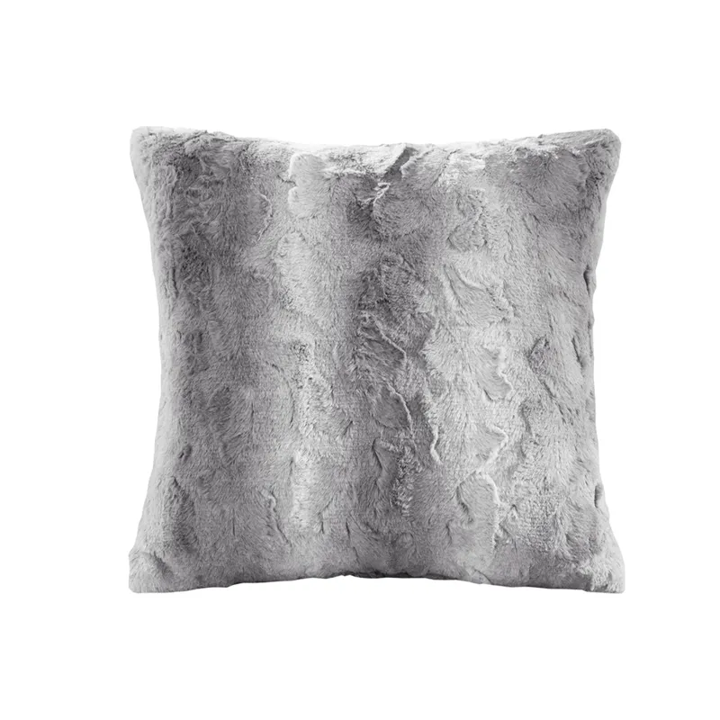 Zuri Faux Fur Square Pillow - Grey