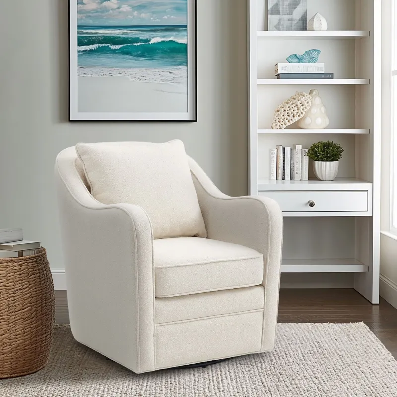 Madison Park Brianne Upholstered Swivel Curved Armchair